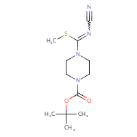 Chemical structure of tert-butyl 4-[(cyanoimino)(methylsulfanyl)methyl]piperazine-1-carboxylate - CSSB00042872342