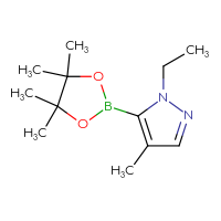 Chemical structure of 1-ethyl-4-methyl-5-(4,4,5,5-tetramethyl-1,3,2-dioxaborolan-2-yl)-1H-pyrazole - CSSB00010280786