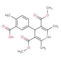 Chemical structure of 5-[3,5-bis(methoxycarbonyl)-2,6-dimethyl-1,4-dihydropyridin-4-yl]-2-methylbenzoic acid - CSSB20539821436
