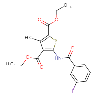 Chemical structure of 2,4-diethyl 5-(3-iodobenzamido)-3-methylthiophene-2,4-dicarboxylate - CSSB00121720802