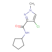 Chemical structure of 4-chloro-N-cyclopentyl-1-methyl-1H-pyrazole-3-carboxamide - CSSB00000028237