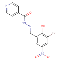 Chemical structure of N'-[(E)-(3-bromo-2-hydroxy-5-nitrophenyl)methylidene]pyridine-4-carbohydrazide - CSSB00020600611