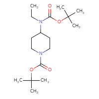 Chemical structure of tert-butyl 4-{[(tert-butoxy)carbonyl](ethyl)amino}piperidine-1-carboxylate - CSSB00010022647