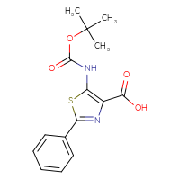 Chemical structure of 5-{[(tert-butoxy)carbonyl]amino}-2-phenyl-1,3-thiazole-4-carboxylic acid - CSSB00010292548