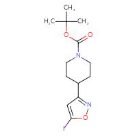 Chemical structure of tert-butyl 4-(5-iodo-1,2-oxazol-3-yl)piperidine-1-carboxylate - CSSB21474899346