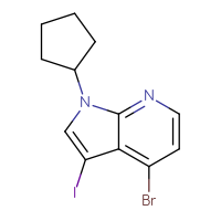 Chemical structure of 4-bromo-1-cyclopentyl-3-iodo-1H-pyrrolo[2,3-b]pyridine - CSSB00150720224
