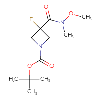 Chemical structure of tert-butyl 3-fluoro-3-[methoxy(methyl)carbamoyl]azetidine-1-carboxylate - CSSB00160485277