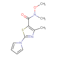 Chemical structure of N-methoxy-N,4-dimethyl-2-(1H-pyrrol-1-yl)-1,3-thiazole-5-carboxamide - CSSB02271960252