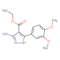 Chemical structure of ethyl 3-amino-5-(3,4-dimethoxyphenyl)-1H-pyrazole-4-carboxylate - CSSB00132701407