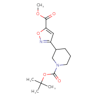 Chemical structure of tert-butyl 3-[5-(methoxycarbonyl)-1,2-oxazol-3-yl]piperidine-1-carboxylate - CSSB15486719563