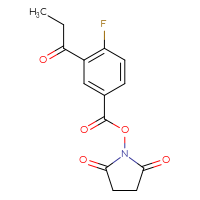Chemical structure of 2,5-dioxopyrrolidin-1-yl 4-fluoro-3-propanoylbenzoate - CSSB20270268908