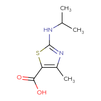 Chemical structure of 4-methyl-2-[(propan-2-yl)amino]-1,3-thiazole-5-carboxylic acid - CSSB00000244907