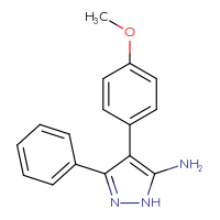 Chemical structure of 4-(4-methoxyphenyl)-3-phenyl-1H-pyrazol-5-amine - CSSB00056002339