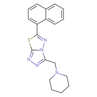 Chemical structure of 1-{[6-(naphthalen-1-yl)-[1,2,4]triazolo[3,4-b][1,3,4]thiadiazol-3-yl]methyl}piperidine - CSSB00121609235