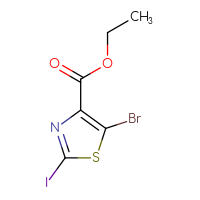 Chemical structure of ethyl 5-bromo-2-iodo-1,3-thiazole-4-carboxylate - CSSB00043275501