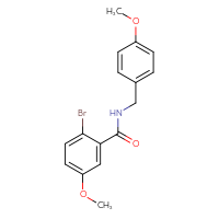 Chemical structure of 2-bromo-5-methoxy-N-[(4-methoxyphenyl)methyl]benzamide - CSSB00026393378
