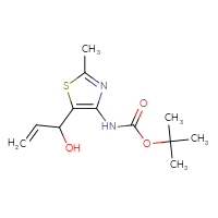 Chemical structure of tert-butyl N-[5-(1-hydroxyprop-2-en-1-yl)-2-methyl-1,3-thiazol-4-yl]carbamate - CSSB20710388146