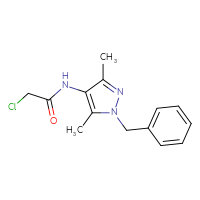 Chemical structure of N-(1-benzyl-3,5-dimethyl-1H-pyrazol-4-yl)-2-chloroacetamide - CSSB00010008457