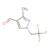 Chemical structure of 3-methyl-1-(2,2,2-trifluoroethyl)-1H-pyrazole-4-carbaldehyde - CSSB00000070786