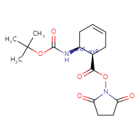 Chemical structure of rac-2,5-dioxopyrrolidin-1-yl (1R,6S)-6-{[(tert-butoxy)carbonyl]amino}cyclohex-3-ene-1-carboxylate - CSSB20620684706