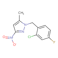 Chemical structure of 1-[(2-chloro-4-fluorophenyl)methyl]-5-methyl-3-nitro-1H-pyrazole - CSSB00015198137