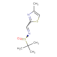 Chemical structure of (R)-2-methyl-N-[(4-methyl-1,3-thiazol-2-yl)methylidene]propane-2-sulfinamide - CSSB00019856447