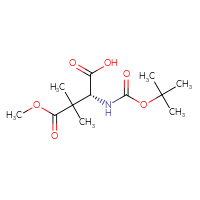 Chemical structure of (2R)-2-{[(tert-butoxy)carbonyl]amino}-4-methoxy-3,3-dimethyl-4-oxobutanoic acid - CSSB00045199998