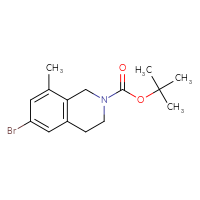 Chemical structure of tert-butyl 6-bromo-8-methyl-1,2,3,4-tetrahydroisoquinoline-2-carboxylate - CSSB02021264869