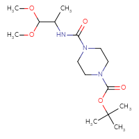 Chemical structure of tert-butyl 4-[(1,1-dimethoxypropan-2-yl)carbamoyl]piperazine-1-carboxylate - CSSB00206927348