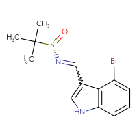 Chemical structure of (S)-N-[(4-bromo-1H-indol-3-yl)methylidene]-2-methylpropane-2-sulfinamide - CSSB21331813354