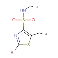 Chemical structure of 2-bromo-N,5-dimethyl-1,3-thiazole-4-sulfonamide - CSSB02268889348