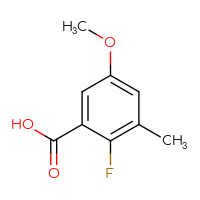 Chemical structure of 2-fluoro-5-methoxy-3-methylbenzoic acid - CSSB00000102363