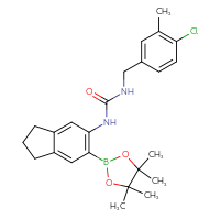 Chemical structure of 1-[(4-chloro-3-methylphenyl)methyl]-3-[6-(4,4,5,5-tetramethyl-1,3,2-dioxaborolan-2-yl)-2,3-dihydro-1H-inden-5-yl]urea - CSSB21332114562
