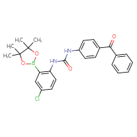 Chemical structure of 1-(4-benzoylphenyl)-3-[4-chloro-2-(4,4,5,5-tetramethyl-1,3,2-dioxaborolan-2-yl)phenyl]urea - CSSB21332085143