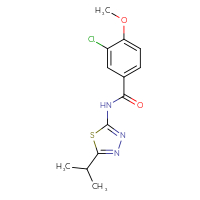 Chemical structure of 3-chloro-4-methoxy-N-[5-(propan-2-yl)-1,3,4-thiadiazol-2-yl]benzamide - CSSB00027512769
