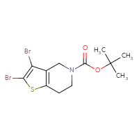Chemical structure of tert-butyl 2,3-dibromo-4H,5H,6H,7H-thieno[3,2-c]pyridine-5-carboxylate - CSSB02516776441