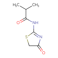 Chemical structure of 2-methyl-N-(4-oxo-4,5-dihydro-1,3-thiazol-2-yl)propanamide - CSSB00016007326