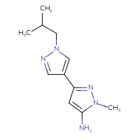 Chemical structure of 1-methyl-1'-(2-methylpropyl)-1H,1'H-[3,4'-bipyrazol]-5-amine - CSSB00102999112