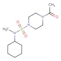 Chemical structure of 4-acetyl-N-cyclohexyl-N-methylpiperazine-1-sulfonamide - CSSB00064714547