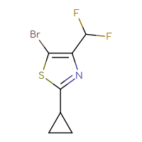 Chemical structure of 5-bromo-2-cyclopropyl-4-(difluoromethyl)-1,3-thiazole - CSSB07094093607