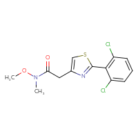 Chemical structure of 2-[2-(2,6-dichlorophenyl)-1,3-thiazol-4-yl]-N-methoxy-N-methylacetamide - CSSB02041872653