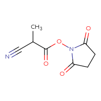 Chemical structure of 2,5-dioxopyrrolidin-1-yl 2-cyano-2-methylacetate - CSSB17484213822