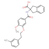 Chemical structure of 2-{4-methoxy-3-[2-(3-methylphenyl)ethoxy]benzamido}-2,3-dihydro-1H-indene-2-carboxylic acid - CSSB00102681012