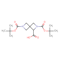 Chemical structure of 2,6-bis[(tert-butoxy)carbonyl]-2,6-diazaspiro[3.3]heptane-1-carboxylic acid - CSSB21123223799