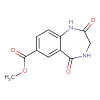 Chemical structure of methyl 2,5-dioxo-2,3,4,5-tetrahydro-1H-1,4-benzodiazepine-7-carboxylate - CSSB03567396321