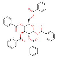 Chemical structure of (3R,4S,5R,6R)-3,4,5-tris(benzoyloxy)-6-[(benzoyloxy)methyl]oxan-2-yl benzoate - CSSB02515451980