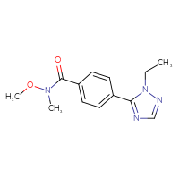 Chemical structure of 4-(1-ethyl-1H-1,2,4-triazol-5-yl)-N-methoxy-N-methylbenzamide - CSSB02009738532