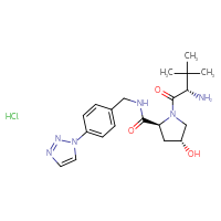 Chemical structure of (2S,4R)-1-[(2S)-2-amino-3,3-dimethylbutanoyl]-4-hydroxy-N-{[4-(1H-1,2,3-triazol-1-yl)phenyl]methyl}pyrrolidine-2-carboxamide hydrochloride - CSSB03636351310