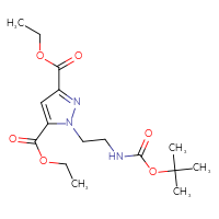 Chemical structure of 3,5-diethyl 1-(2-{[(tert-butoxy)carbonyl]amino}ethyl)-1H-pyrazole-3,5-dicarboxylate - CSSB06902734177