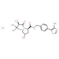 Chemical structure of (2R,4S)-1-[(2R)-2-amino-3,3-dimethylbutanoyl]-4-hydroxy-N-{[4-(4-methyl-1,3-thiazol-5-yl)phenyl]methyl}pyrrolidine-2-carboxamide hydrochloride - CSSB06645079458